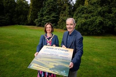 Mayor of Ards and North Down, Cllr Gillian McCollum with Fields of Change Conference co-organiser, Brian White, a member of Bayburn Historical Society and Family History in Ards and North Down.