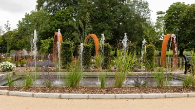 Side view of water feature 