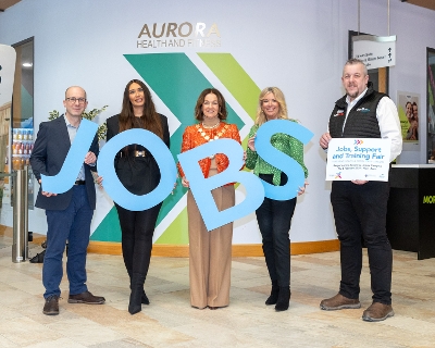 Mayor of Ards and North Down, Councillor Gillian McCollum with L-R, David Wetherall, Rutledge, Alex Lane and Claire Price, Optimum Care, David Meeke, Balloo Hire. 