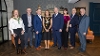 Mayor, Councillor Gillian McCollum with Guest Speaker David Jeffrey MBE and presenter Denise Watson - U105 Radio, along with representatives from Ards and North Down Sports Forum