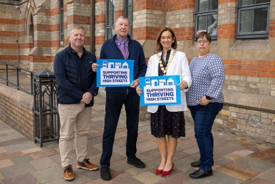 Photo caption: Mayor of Ards and North Down, Councillor Gillian McCollum with L-R Frank Shivers, Bangor Chamber of Commerce, Denis Waterworth, Donaghadee Community Development Association, and Helen Aston, Holywood Chamber of Commerce