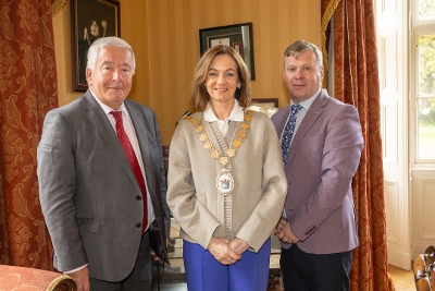 The Mayor of Ards and North Down, Councillor Gillian McCollum with L-R Alderman McDowell - Chair of Ards and North Down Local Economic Partnership and Derek Wright – Vice Chair of Ards and North Down Local Economic Partnership.
