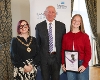 Deputy Mayor Councillor Vicky Moore with Nigel Carr and Bursary Winner Chloe Carnduff