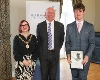 Deputy Mayor Councillor Vicky Moore with Nigel Carr and Bursary Winner Matthew Catney