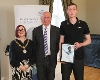 Deputy Mayor Councillor Vicky Moore with Nigel Carr and Bursary Winner Sam Anderson