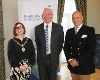 Deputy Mayor Councillor Vicky Moore, sports personality Nigel Carr and Lt Col Simon Nichols MBE, Chairman of the Blair Mayne Bursary Committee